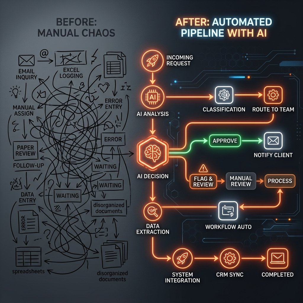 Business process automation services redesigning a multi-step business process with AI